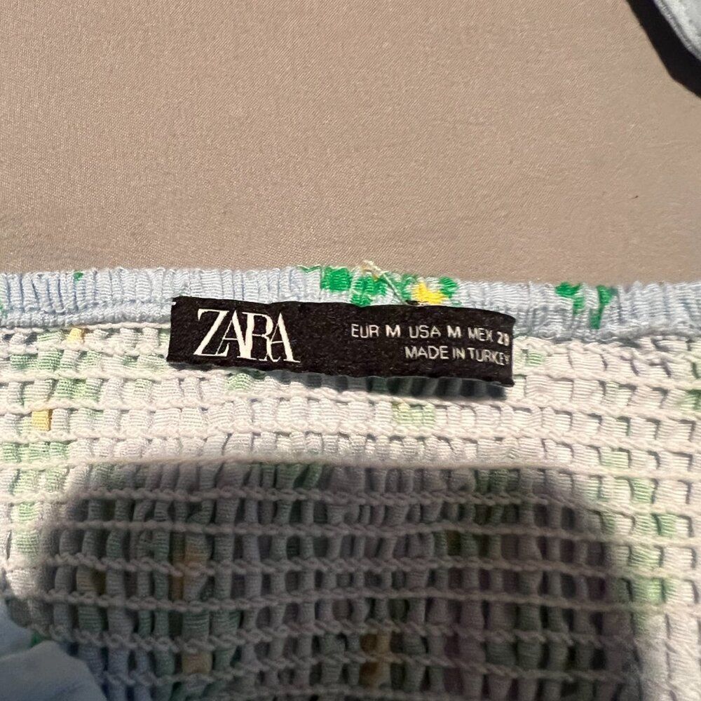 NWT Zara DAISY Floral LINEN BLEND CROP TOP Floral‎ Summer Bra Bralette Festival - Picture 8 of 10